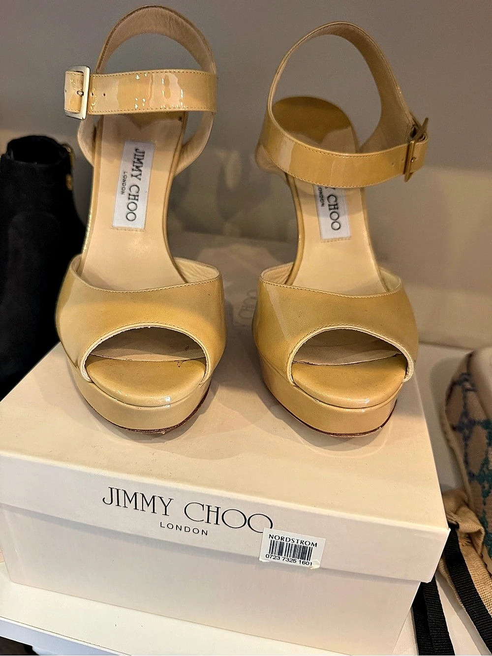 Jimmy Choo Patent Platform Heels Yellow EU 38.5